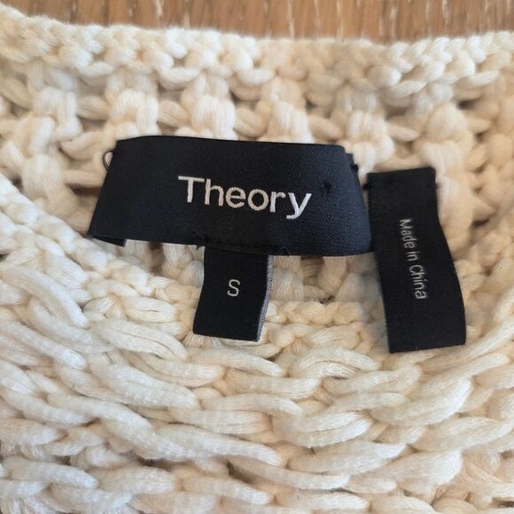 Theory Mesh Fine Chainette Knit Sweater Cream Size S - Picture 2 of 8